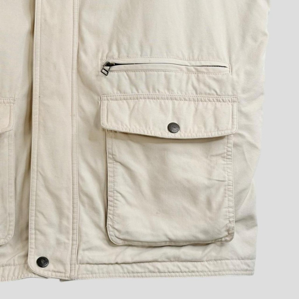 Wintage  Men's L Heavy Duty Canvas Trucker Workwear Beige Vest Flannel lining - Picture 3 of 8